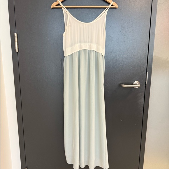 Wilfred XXS slightly oversized SILK GUV Maxi Dress in mint and cream - Picture 13 of 13